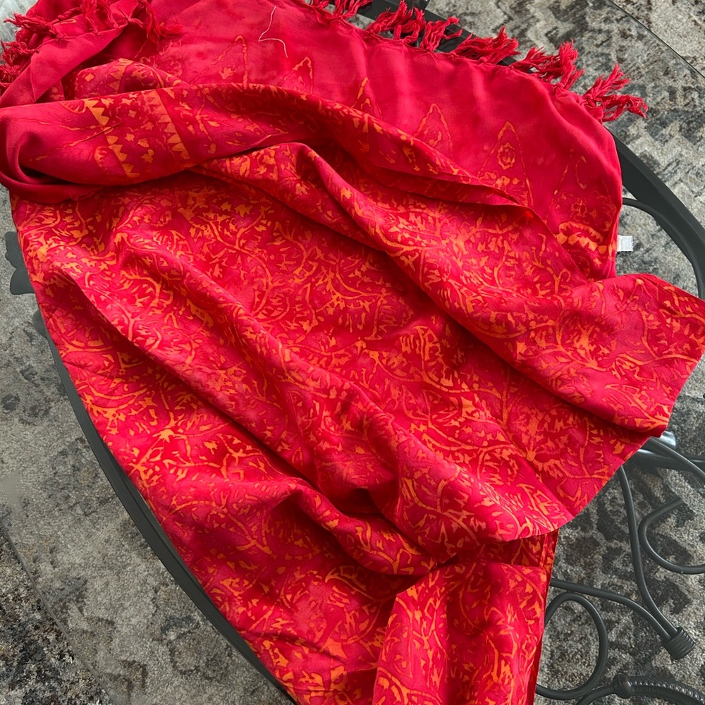 Batik Bright Red Sarong Wrap Skirt